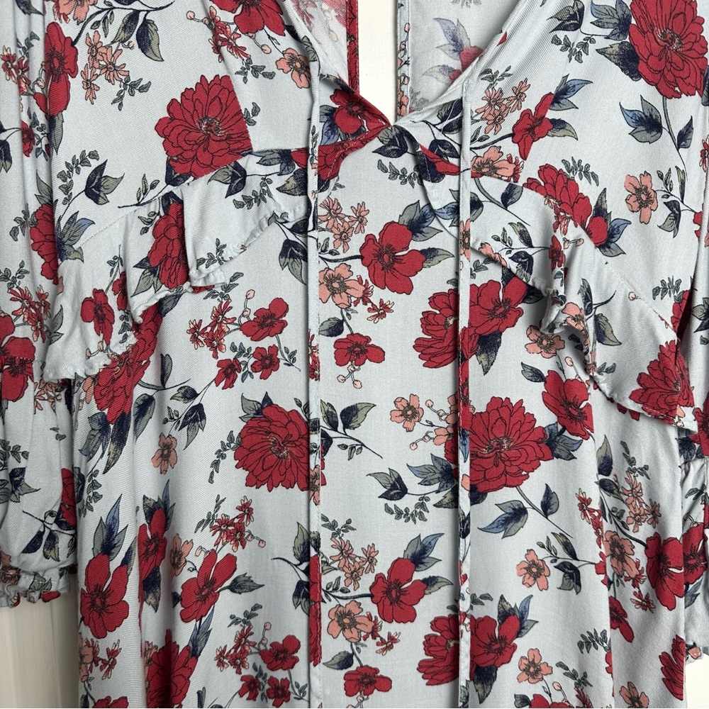 American Eagle Boho Chic blue statement sleeve floral sundress size small - Picture 5 of 9